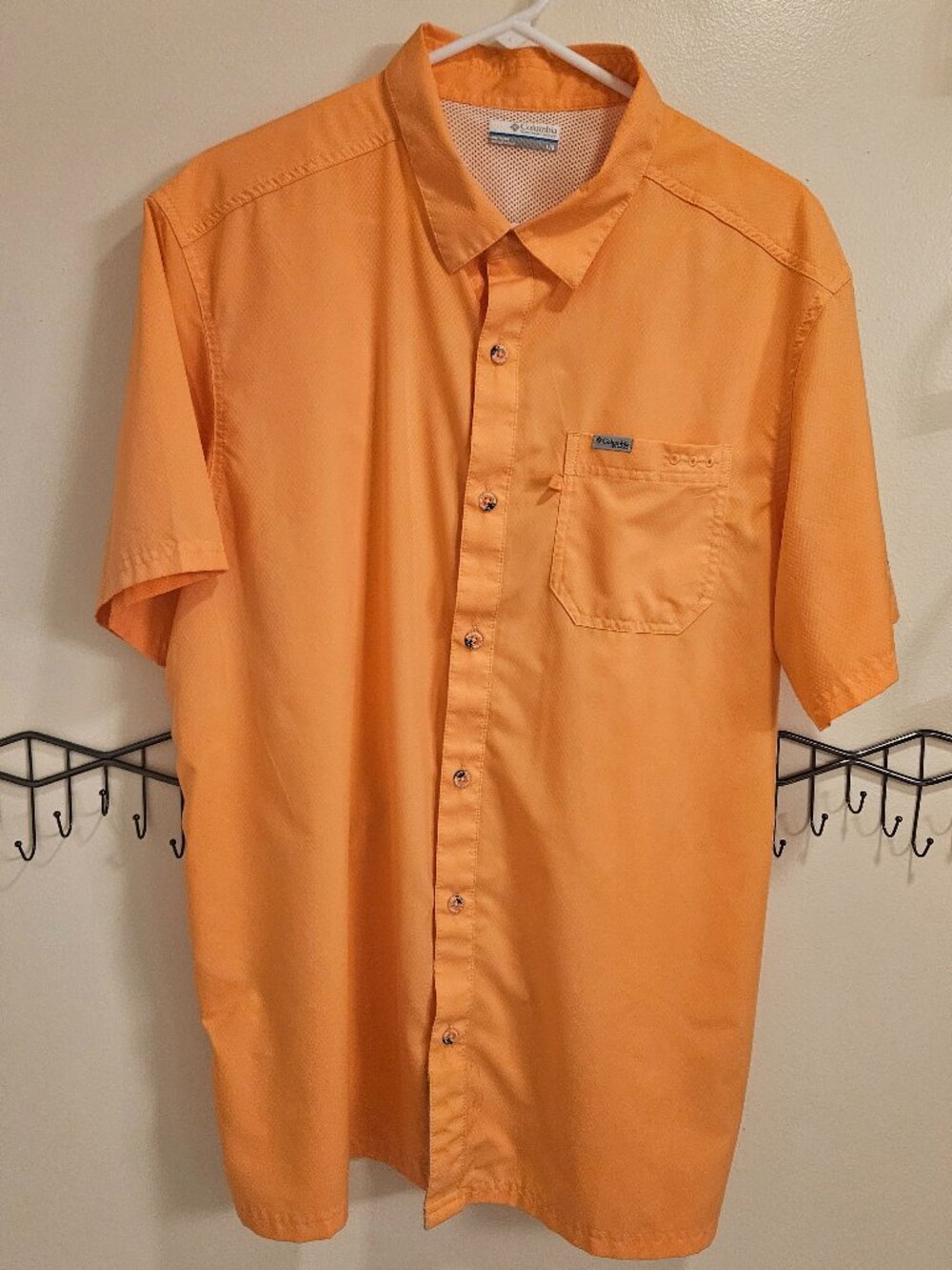 Columbia PFG Slack Tide Camp Short Sleeve Shirt Size Large Orange